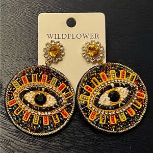 Vibrant Boho Beaded Evil Eye Earrings